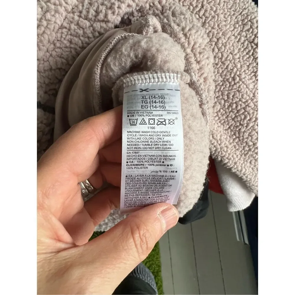 Old Navy light pink sherpa fleece zip coat 14-16 XL